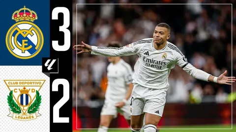 Real Madrid Edges Leganes 3-2 as Mbappé Shines, Atletico Stumbles in Title Race