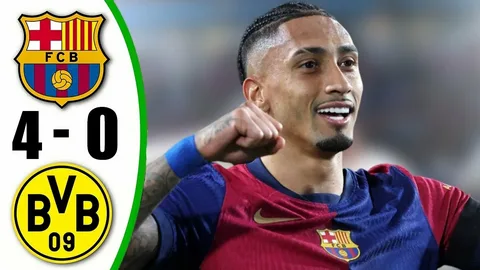 UCL Barcelona 4-0 Dortmund: Lewandowski With a Brace as Lamine Yamal and Raphinha’s Goal Trash Dortmund